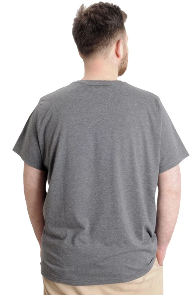 Mode XL Büyük Beden Erkek T-shirt CHICAGO 23105 Antramelanj - 4
