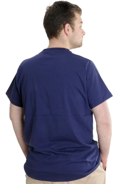 Mode XL Büyük Beden Erkek T-shirt INTERESTING IDEAS 23103 İndigo - 4