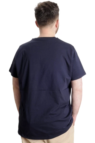 Mode XL Büyük Beden Erkek T-shirt OUTSIDE 23106 Lacivert - Resim 4