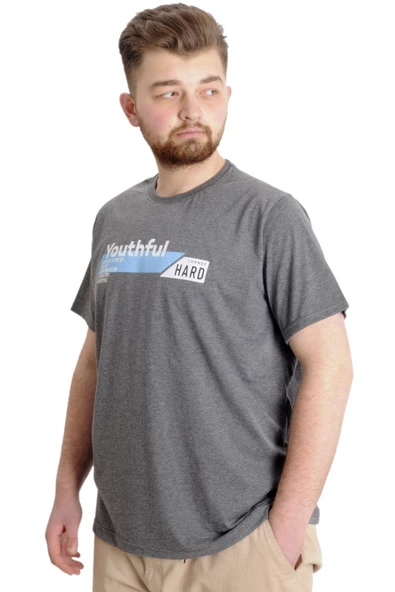 Mode XL Büyük Beden Erkek T-shirt YOUTHFUL 23107 Antramelanj - 2