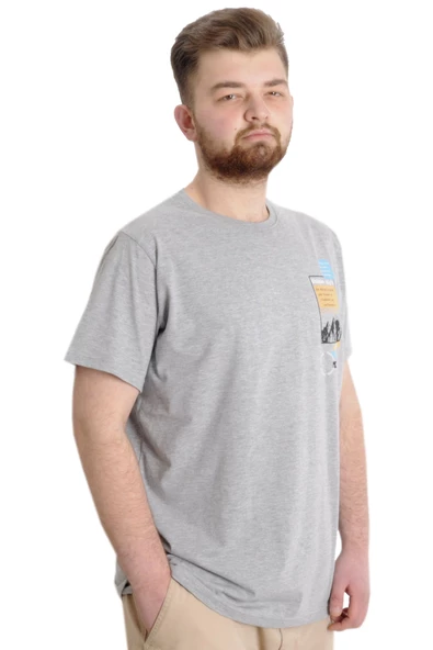 Mode XL Büyük Beden Erkek T-shirt UNIQUE 23111 Grimelanj - Resim 3