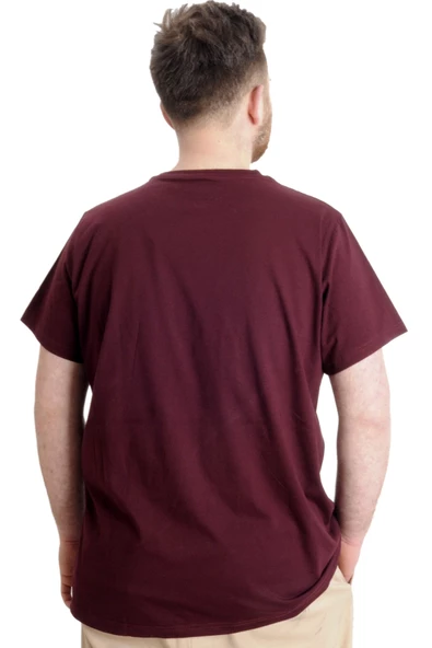 Mode XL Büyük Beden Erkek T-shirt NEW YORK 23113 Mürdüm - Resim 4