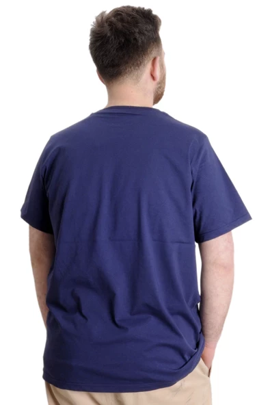 Mode XL Büyük Beden Erkek T-shirt NEW YORK 23113 İndigo - Resim 4