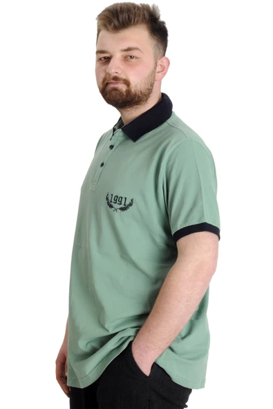 Mode XL Büyük Beden Erkek Polo T-shirt 1991 23341 Çağla - 2