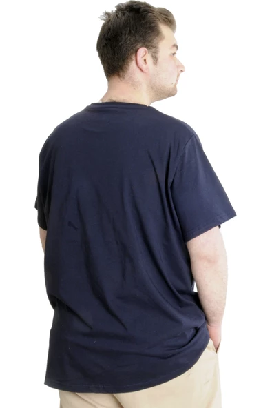 Mode XL Büyük Beden Erkek T-shirt SOUNDNESS 23114 Lacivert - Resim 4
