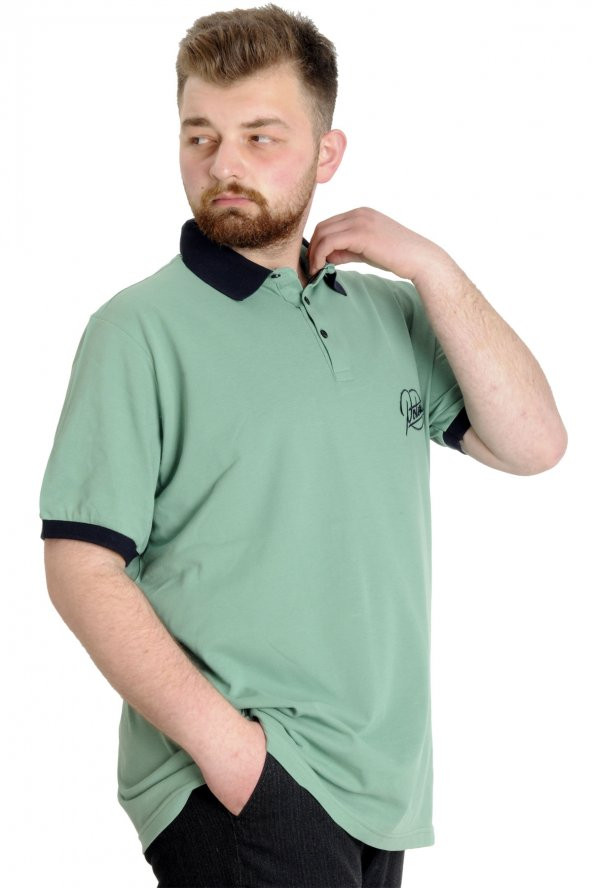 Mode XL Büyük Beden Erkek Polo T-shirt POTENT 23348 Çağla - 3