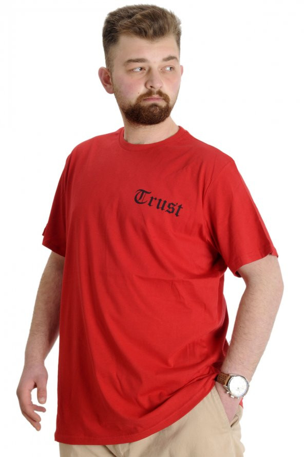 Mode XL Büyük Beden Erkek T-shirt TRUST 23150 Kırmızı - 3