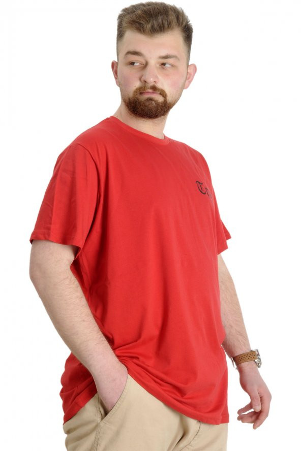 Mode XL Büyük Beden Erkek T-shirt TRUST 23150 Kırmızı - 4