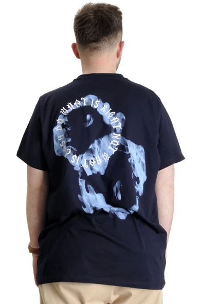 Mode XL Büyük Beden Erkek T-shirt WHAT IS 23151 Lacivert - 2