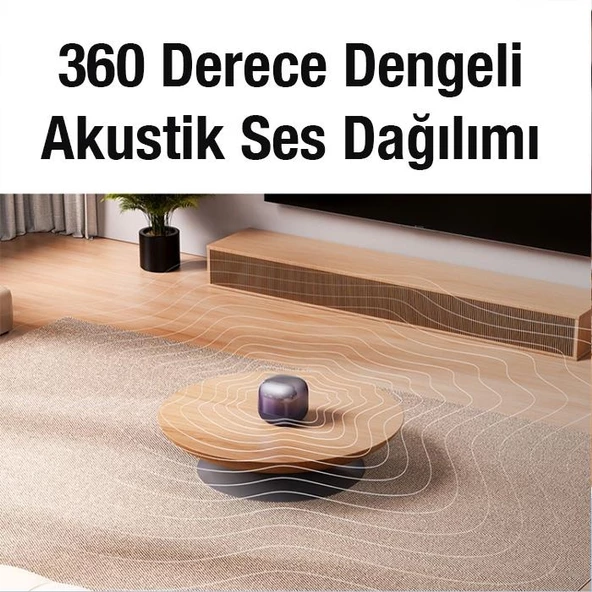 Baseus Mini 360 Derece Ses Dağılımı Dokunmatik 1800mAh Şarjlı 3 Modlu Bluetooth Hoparlör Ses Bombası - 8