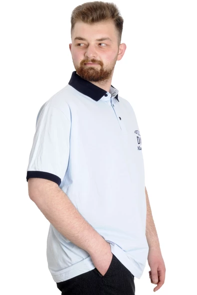 Mode XL Büyük Beden Erkek Polo T-shirt DNM 23343 Mavi - 3