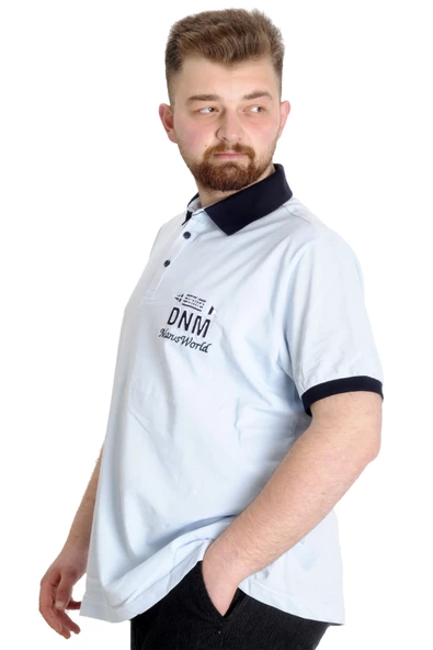 Mode XL Büyük Beden Erkek Polo T-shirt DNM 23343 Mavi - 2