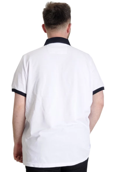Mode XL Büyük Beden Erkek Polo T-shirt SAILING 23344 Beyaz - 4