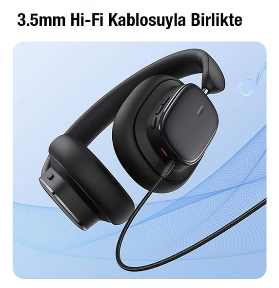 Baseus Profesyonel BT5.3V Çift Cihaz Bağlantılı Gürültü Engelleyici Kulaküstü Bluetooth Kulaklık - 8