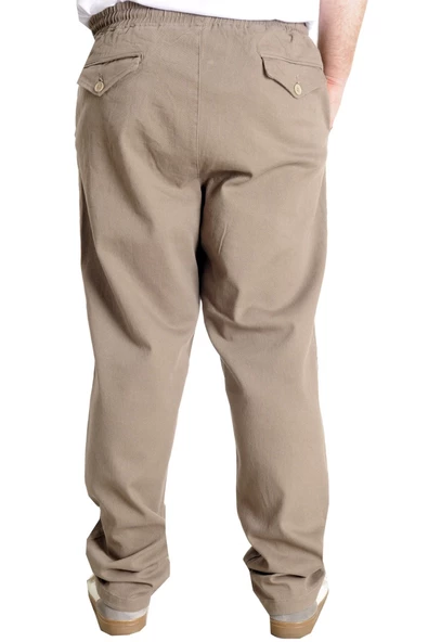 Mode XL Büyük Beden Erkek Gabardin Kargo Jogger Pantolon Doğa 21928 Bej - 4