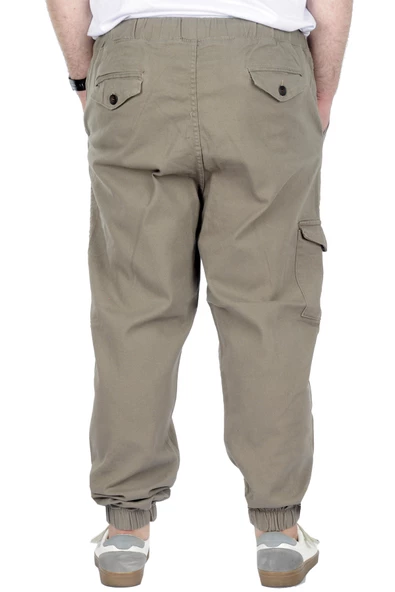 Mode XL Büyük Beden Erkek Gabardin Kargo Jogger Pantolon  Doğa 21927 Bej - 3