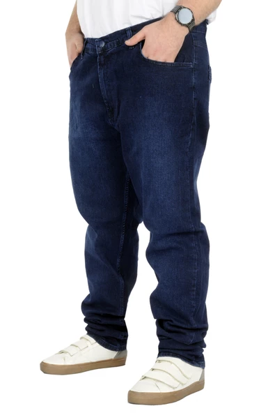Mode XL Büyük Beden Kot Pantolon Klasik 5 Cep Lopez Blue 22926 Lacivert - 2
