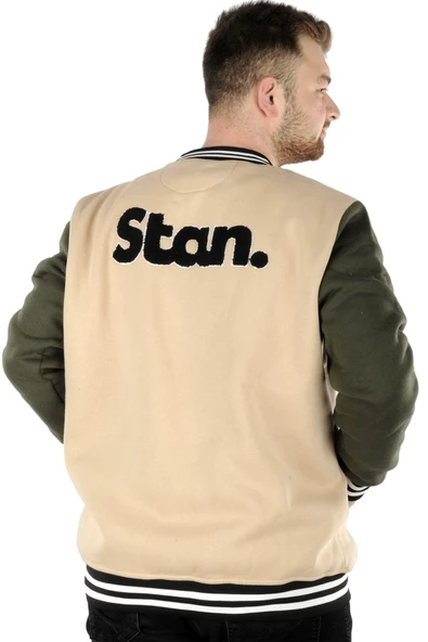 Mode XL Büyük Beden Erkek Kolej Mont Stan 22615 Bej - Resim 3