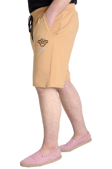 Mode XL Büyük Beden Erkek Şort 1991 23410 Bej - Resim 2