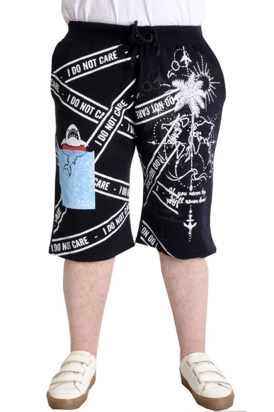 Mode XL Büyük Beden Kapri I DO NOT CARE 23512 Lacivert - 1