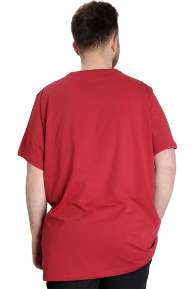 Mode XL Büyük Beden Erkek T-shirt NORM 23147 Bordo - 4