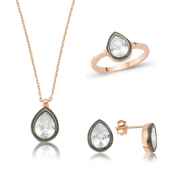 Gümüş Elmas Model Damla Bayan Set SL2321 - Resim 2