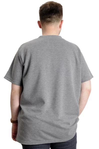 Mode XL Büyük Beden Erkek T-shirt Bisiklet Yaka INTERLOK 23162 Grimelanj - 4