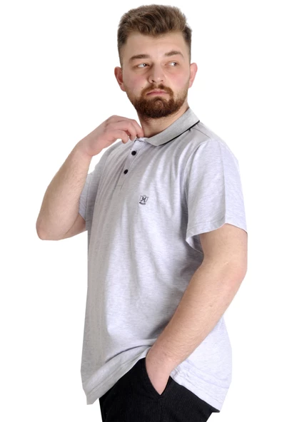 Mode XL Büyük Beden T shirt Polo Likralı Süprem Nakış 21554 Grimelanj - 2