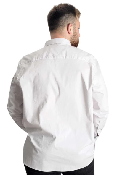 Mode XL Büyük Beden  Gömlek Ukol Cep Lycra Poplin 20350 Gri - 4