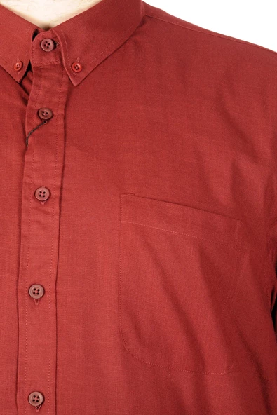 Mode XL Büyük Beden Keten Likralı Gömlek Cepli 20389 - Resim 3