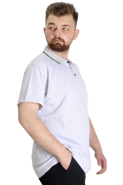 Mode XL Büyük Beden T shirt Polo Likralı Süprem Nakış 21554 Grimelanj - 3