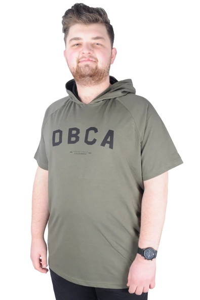 Mode XL Büyük Beden Tshirt Kapşonlu DBCA 22119 Haki ürün görseli