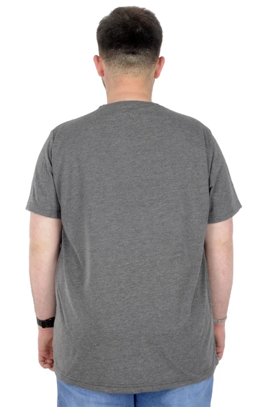 Mode XL Büyük Beden T-Shirt Bisiklet Yaka Bridge 22167 Antramelanj - Resim 2