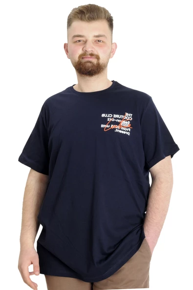 Mode XL Büyük Beden Erkek T-shirt CULTURE 23146 Lacivert ürün görseli
