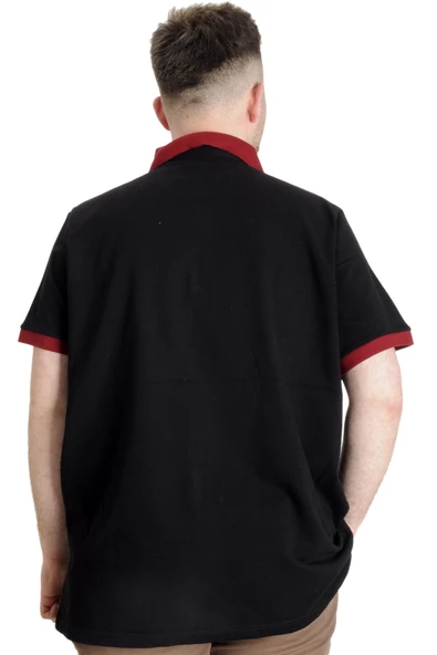 Mode XL Büyük Beden Erkek Polo T-shirt HIGH 23346 Siyah - Resim 4