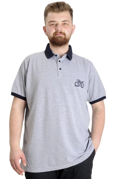 Mode XL Büyük Beden Erkek Polo T-shirt HIGH 23346 Grimelanj