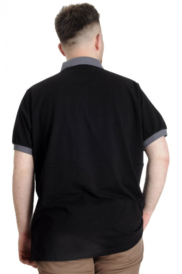 Mode XL Büyük Beden Erkek T-shirt Polo LEGEND 23347 Siyah - 4