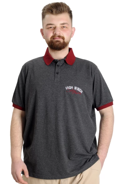 Mode XL Büyük Beden Erkek Polo T-shirt SAILING 23344 Antramelanj ürün görseli