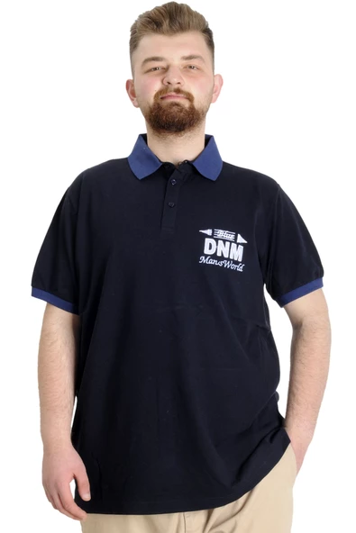 Mode XL Büyük Beden Erkek Polo T-shirt DNM 23343 Lacivert