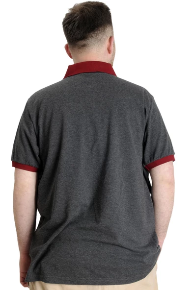 Mode XL Büyük Beden Erkek Polo T-shirt SAILING 23344 Antramelanj - Resim 4