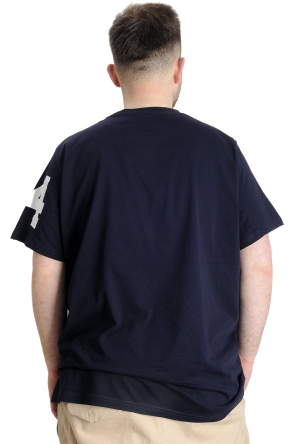Mode XL Büyük Beden Erkek T-shirt MATCH DAY 23155 Lacivert - 4