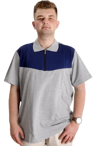 Mode XL Büyük Beden Erkek T-shirt Polo FRAGMENTED 23325 Grimelanj ürün görseli 1