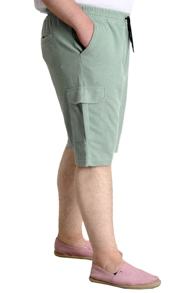 Mode XL Büyük Beden Erkek Şort Kargo Cep WAFFLE 23500 Çağla Yeşili - 3