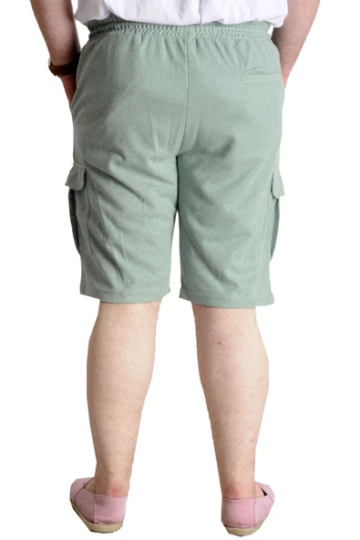Mode XL Büyük Beden Erkek Şort Kargo Cep WAFFLE 23500 Çağla Yeşili - 4