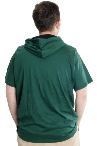 Mode XL Büyük Beden Oversize Tshirt Bisiklet Yaka Kapşon Basic 21115 Nefti - Resim 4