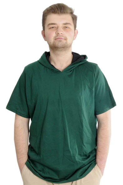 Mode XL Büyük Beden Oversize Tshirt Bisiklet Yaka Kapşon Basic 21115 Nefti ürün görseli