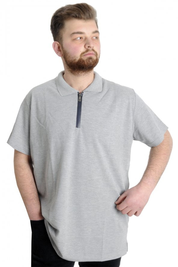 Mode XL T-shirt Polo Likralı Fermuarlı Yaka 21029 Grimelanj