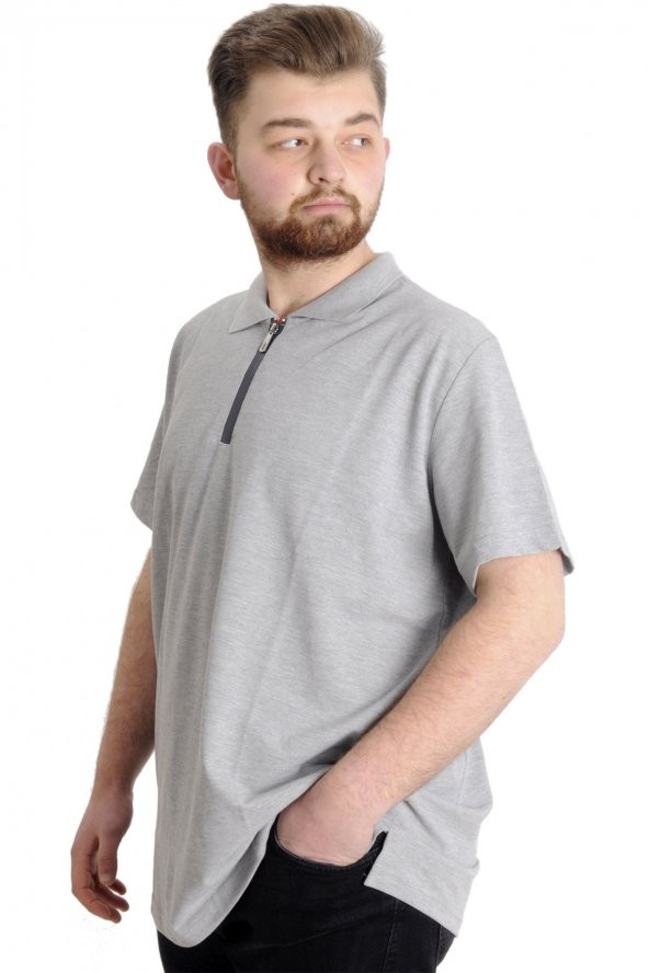 Mode XL T-shirt Polo Likralı Fermuarlı Yaka 21029 Grimelanj - 2
