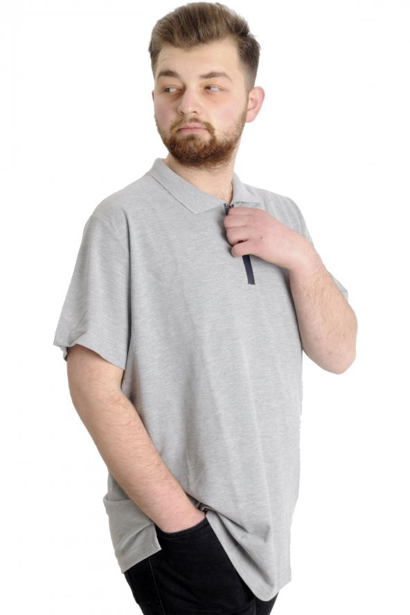Mode XL T-shirt Polo Likralı Fermuarlı Yaka 21029 Grimelanj - 3