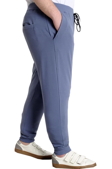 Mode XL Büyük Beden Eşofman Altı Dar Paça 20507 Mavi - Resim 3